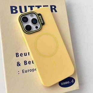 For iPhone 16 Pro Max Large Hole Solid Color Frame CESA Fine Ring Magsafe Phone Case(Yellow)