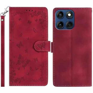 For Motorola Edge 60 Fuction Secret Garden Butterfly Pattern Leather Phone Case(Red)