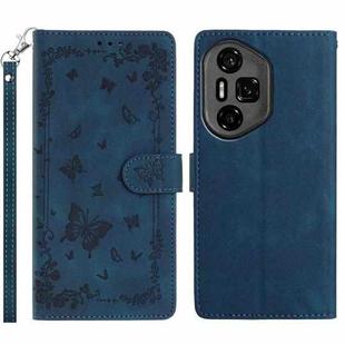 For Honor 300 Ultra Secret Garden Butterfly Pattern Leather Phone Case(Dark Blue)
