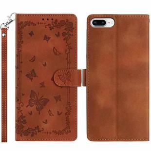 For iPhone 6 Plus / 7 Plus / 8 Plus Secret Garden Butterfly Pattern Leather Phone Case(Brown)