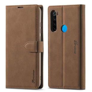 For Xiaomi Redmi Note 8 Forwenw F1 Series Matte Strong Magnetism Horizontal Flip Leather Case with Holder & Card Slots & Wallet & Photo Frame(Brown)