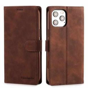 Diaobaolee Pure Fresh Texture Horizontal Flip Leather Case for iPhone 12 Pro Max, with Holder & Card Slots & Wallet & Photo Frame(Brown)