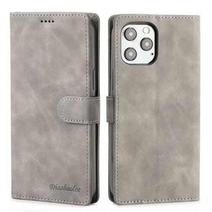 Diaobaolee Pure Fresh Texture Horizontal Flip Leather Case for iPhone 12 Pro Max, with Holder & Card Slots & Wallet & Photo Frame(Grey)