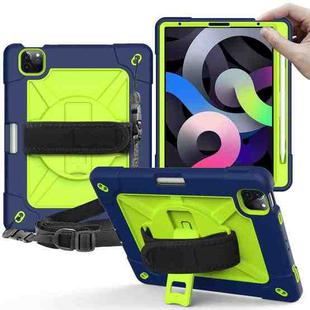 Contrast Color Robot Shockproof Silicone + PC Protective Case with Holder For iPad Air 2022 / 2020 10.9 (Navy Blue Yellow Green)