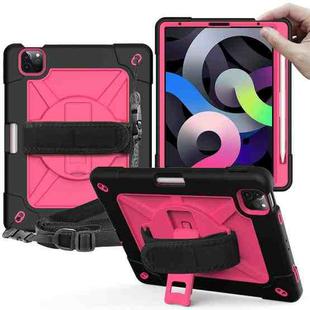 Contrast Color Robot Shockproof Silicone + PC Protective Case with Holder For iPad Air 2022 / 2020 10.9 (Black Rose Red)