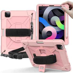 Contrast Color Robot Shockproof Silicone + PC Protective Case with Holder For iPad Air 2022 / 2020 10.9 (Rose Gold)