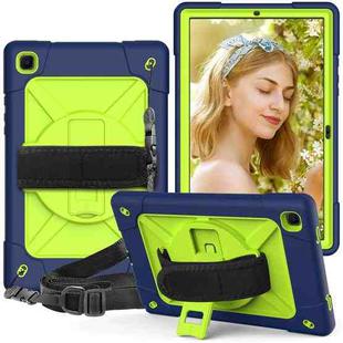 For Samsung Galaxy Tab A7 10.4 (2020) T500/T505 Contrast Color Robot Shockproof Silicone + PC Protective Case with Holder(Navy Blue Yellow Green)