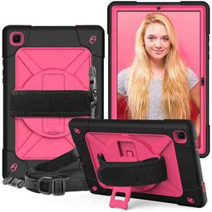 For Samsung Galaxy Tab A7 10.4 (2020) T500/T505 Contrast Color Robot Shockproof Silicone + PC Protective Case with Holder(Black Rose Red)