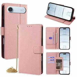 For iPhone Air Crossbody Chain Triangle Leather Phone Case(Pink)