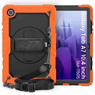 For Samsung Galaxy Tab A7 (2020) T500/T505 Shockproof Colorful Silicone + PC Protective Case with Holder & Shoulder Strap & Hand Strap & Pen Slot(Orange)