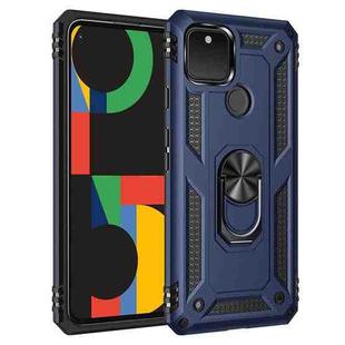 For Google Pixel 5 Shockproof TPU + PC Protective Case with 360 Degree Rotating Holder(Blue)