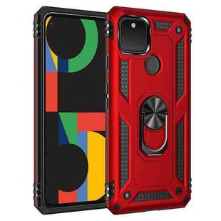 For Google Pixel 5 Shockproof TPU + PC Protective Case with 360 Degree Rotating Holder(Red)