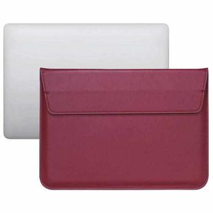 PU Leather Ultra-thin Envelope Bag Laptop Bag for MacBook Air / Pro 11 inch, with Stand Function(Wine Red)