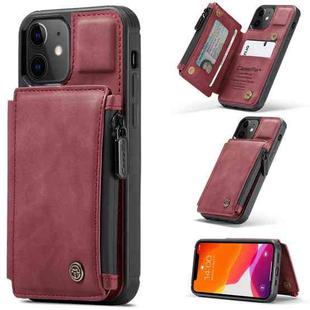 For iPhone 12 / 12 Pro CaseMe C20 Multifunctional PC + TPU Protective Case with Holder & Card Slot & Wallet(Red)
