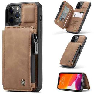 CaseMe C20 Multifunctional PC + TPU Protective Case with Holder & Card Slot & Wallet For iPhone 12 Pro Max(Brown)