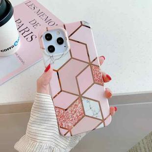 Plating Splicing Pattern Soft TPU Protective Case for iPhone 11 Pro(Pink Lattice)