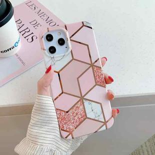 Plating Splicing Pattern Soft TPU Protective Case for iPhone 11 Pro Max(Pink Lattice)
