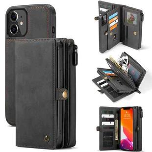 CaseMe 018 Detachable Multi-functional Horizontal Flip Leather Case, with Card Slot & Holder & Zipper Wallet & Photo Frame For iPhone 12 mini(Black)
