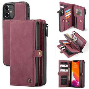 CaseMe 018 Detachable Multi-functional Horizontal Flip Leather Case, with Card Slot & Holder & Zipper Wallet & Photo Frame For iPhone 12 mini(Red)