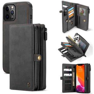 For iPhone 12 / 12 Pro CaseMe 018 Detachable Multi-functional Horizontal Flip Leather Case, with Card Slot & Holder & Zipper Wallet & Photo Frame(Black)