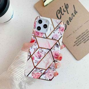 For iPhone 11 Plating Splicing Pattern Soft TPU Protective Case (Retro Flower)