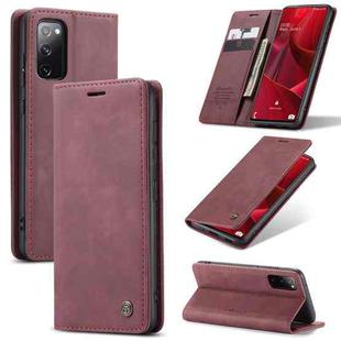 For Samsung Galaxy S20 FE CaseMe 013 Multifunctional Horizontal Flip Leather Case with Holder & Card Slot & Wallet(Wine Red)