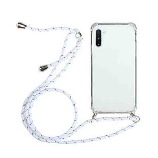 For Samsung Galaxy Note10 Four-Corner Anti-Fall Transparent TPU Protective Case with Lanyard(White)