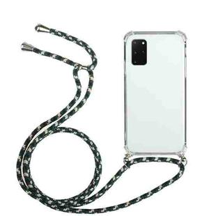 For Samsung Galaxy Note20 Four-Corner Anti-Fall Transparent TPU Protective Case with Lanyard(Green Black)