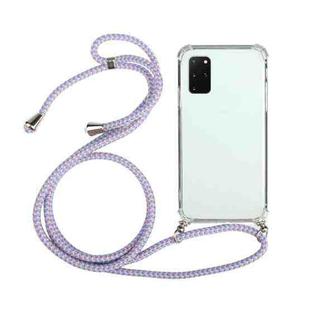 For Samsung Galaxy S20 Four-Corner Anti-Fall Transparent TPU Protective Case with Lanyard(Purple)