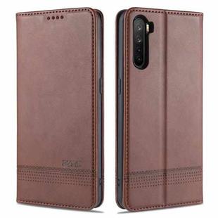 For OPPO A91 AZNS Magnetic Calf Texture Horizontal Flip Leather Case with Card Slots & Holder & Wallet(Dark Brown)