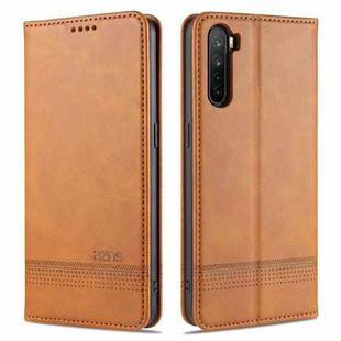 For OPPO A91 AZNS Magnetic Calf Texture Horizontal Flip Leather Case with Card Slots & Holder & Wallet(Light Brown)