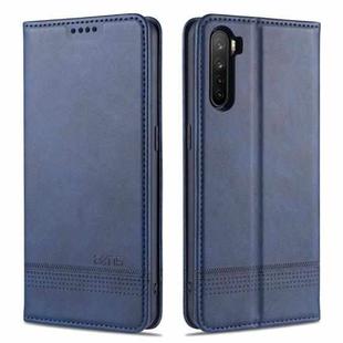For OPPO A91 AZNS Magnetic Calf Texture Horizontal Flip Leather Case with Card Slots & Holder & Wallet(Dark Blue)