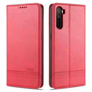 For OPPO A91 AZNS Magnetic Calf Texture Horizontal Flip Leather Case with Card Slots & Holder & Wallet(Red)