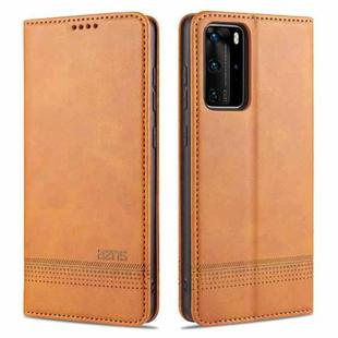 For Huawei P40 Pro AZNS Magnetic Calf Texture Horizontal Flip Leather Case with Card Slots & Holder & Wallet(Light Brown)