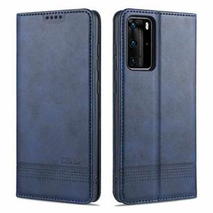 For Huawei P40 Pro AZNS Magnetic Calf Texture Horizontal Flip Leather Case with Card Slots & Holder & Wallet(Dark Blue)