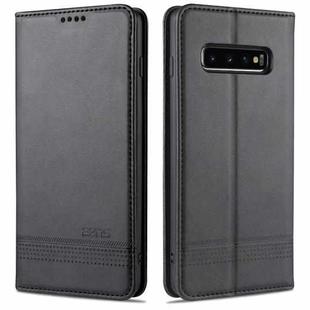 For Samsung Galaxy S10 AZNS Magnetic Calf Texture Horizontal Flip Leather Case with Card Slots & Holder & Wallet(Black)