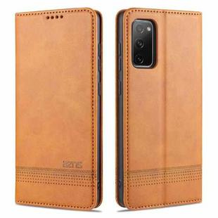 For Samsung Galaxy S20 FE / S20 Fan Edition / S20 Lite / S20 FE4G / S20 FE 5G / S20 FE 2022 AZNS Magnetic Calf Texture Horizontal Flip Leather Case with Card Slots & Holder & Wallet(Light Brown)