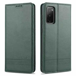For Samsung Galaxy S20 FE / S20 Fan Edition / S20 Lite / S20 FE4G / S20 FE 5G / S20 FE 2022 AZNS Magnetic Calf Texture Horizontal Flip Leather Case with Card Slots & Holder & Wallet(Dark Green)