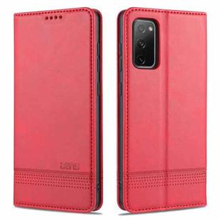 For Samsung Galaxy S20 FE / S20 Fan Edition / S20 Lite / S20 FE4G / S20 FE 5G / S20 FE 2022 AZNS Magnetic Calf Texture Horizontal Flip Leather Case with Card Slots & Holder & Wallet(Red)