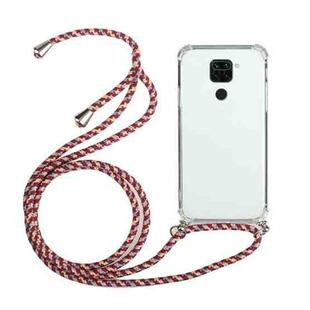 For Huawei Mate 30 Lite Four-Corner Anti-Fall Transparent TPU Protective Case with Lanyard(Red Grey)