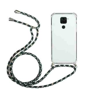 For Huawei Mate 30 Lite Four-Corner Anti-Fall Transparent TPU Protective Case with Lanyard(Green Black)