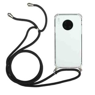 For Huawei Mate 30 Four-Corner Anti-Fall Transparent TPU Protective Case with Lanyard(Black)