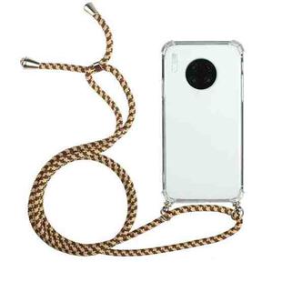 For Huawei Mate 30 Four-Corner Anti-Fall Transparent TPU Protective Case with Lanyard(Brown Yellow)