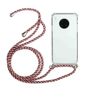 For Huawei Mate 30 Pro Four-Corner Anti-Fall Transparent TPU Protective Case with Lanyard(Red Grey)