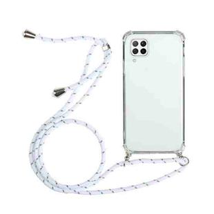 For Huawei P40 Lite Four-Corner Anti-Fall Transparent TPU Protective Case with Lanyard(White)