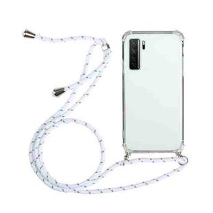 For Huawei P40 Lite 5G Four-Corner Anti-Fall Transparent TPU Protective Case with Lanyard(White)