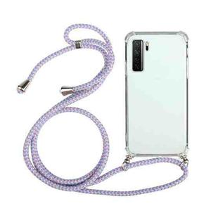 For Huawei P40 Lite 5G Four-Corner Anti-Fall Transparent TPU Protective Case with Lanyard(Purple)