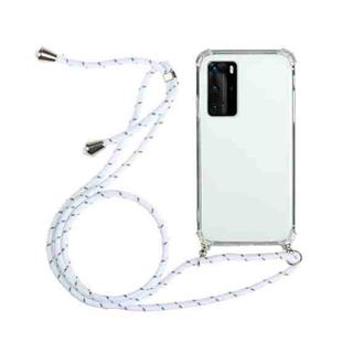 For Huawei P40 Pro Four-Corner Anti-Fall Transparent TPU Protective Case with Lanyard(White)