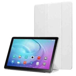 For Samsung Galaxy Tab A7 10.4 T500 TPU Silk Texture Three-fold Horizontal Flip Leather Case with Holder(White)