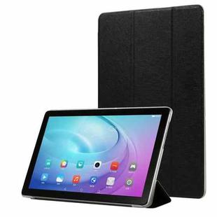 For Samsung Galaxy Tab A7 10.4 T500 TPU Silk Texture Three-fold Horizontal Flip Leather Case with Holder(Black)